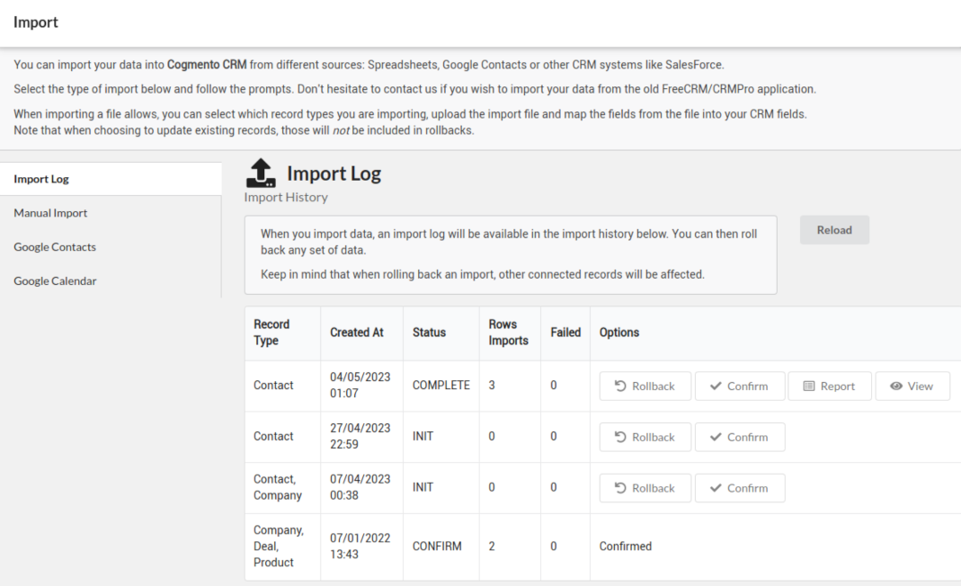 Import Log