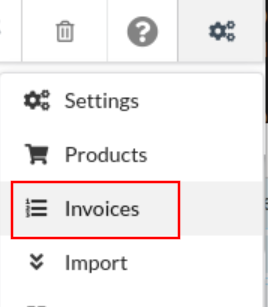 Invoices menu