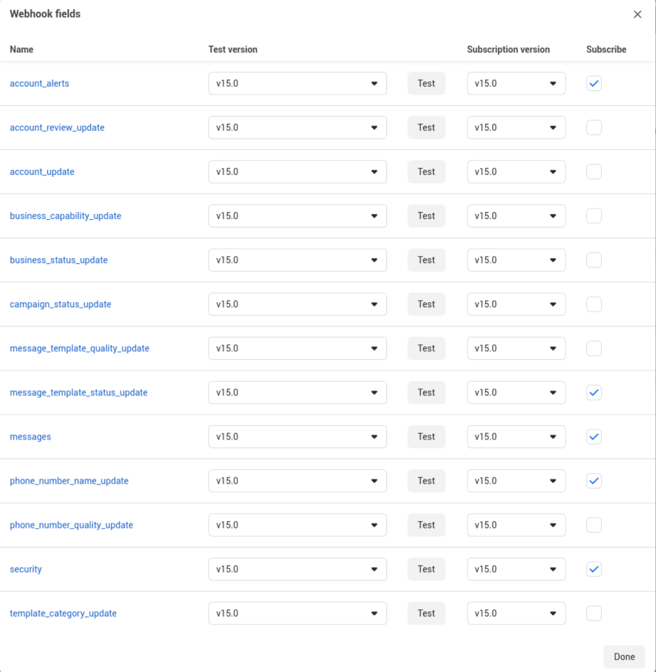 WhatsApp Hook Fields